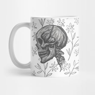 Artsy Gray Skull Mug